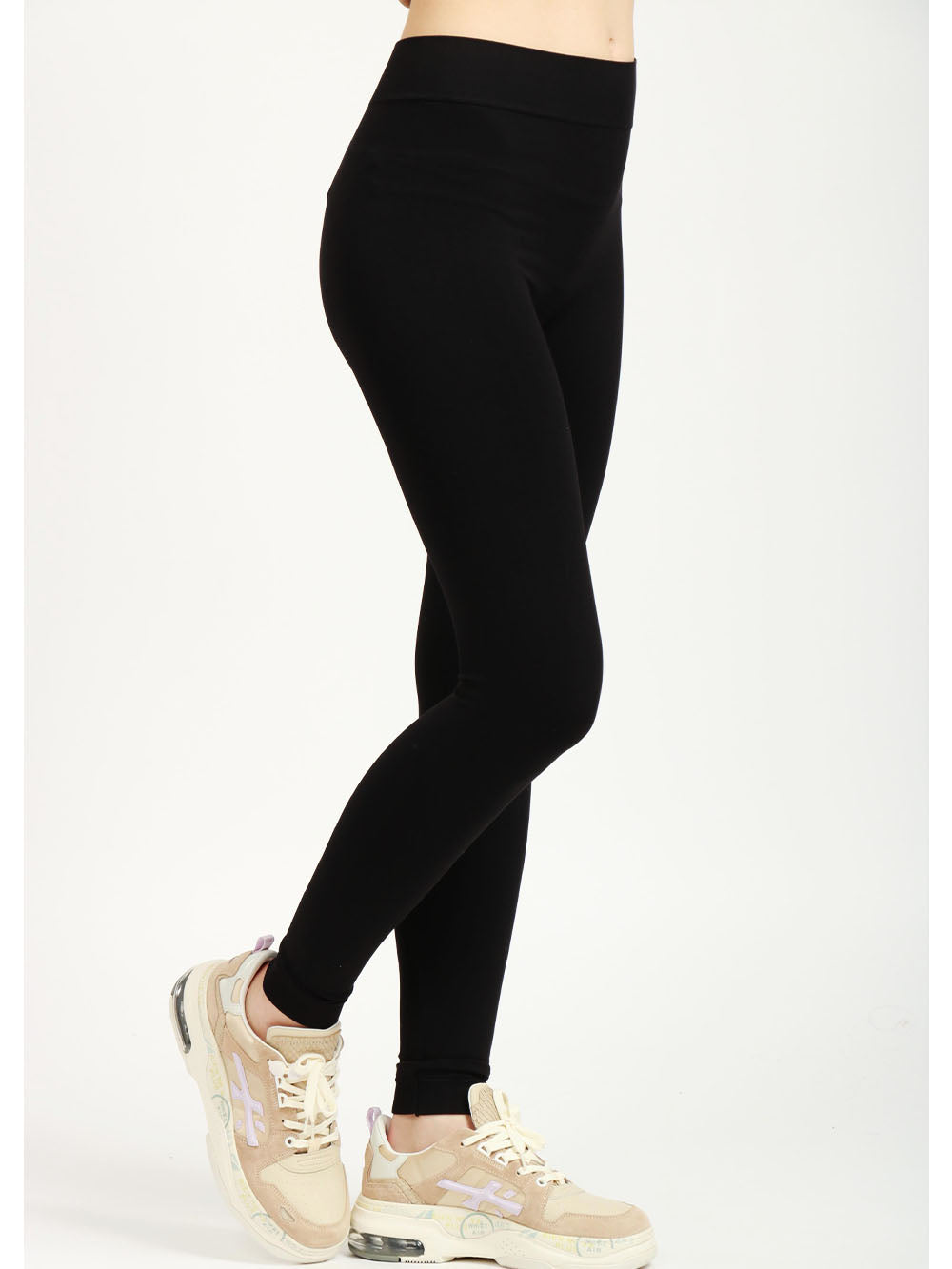 S MAXMARA Leggins Basilea Neri con Logo Nero