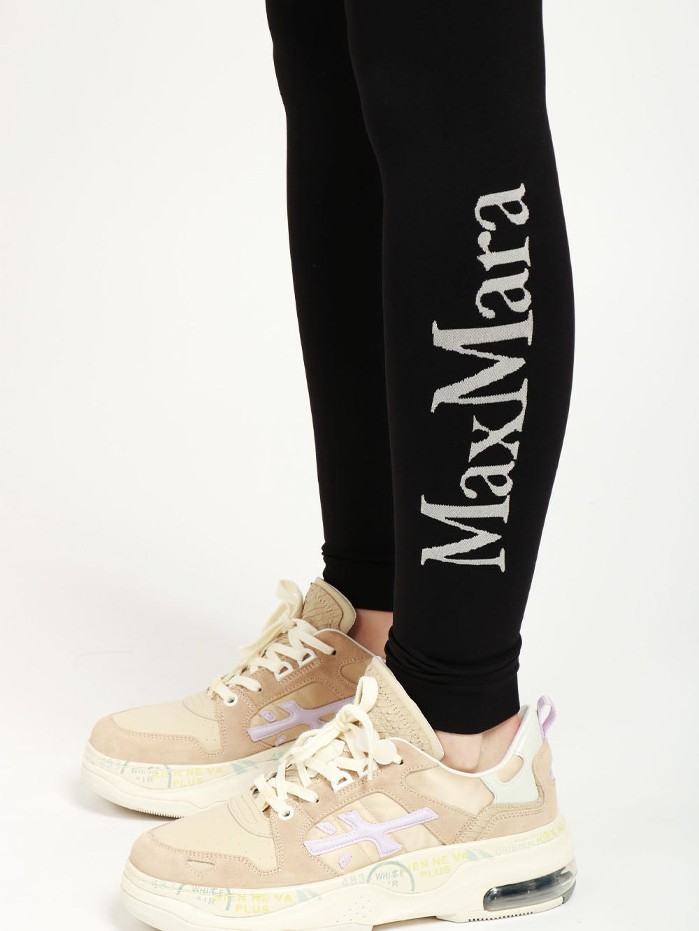 S MAXMARA Leggins Basilea Neri con Logo Nero