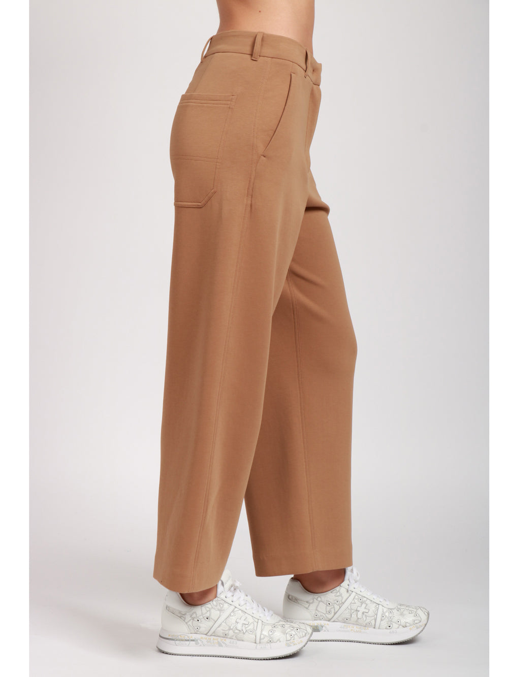 S MAXMARA Pantaloni in Jersey Scuba Camel Tabacco