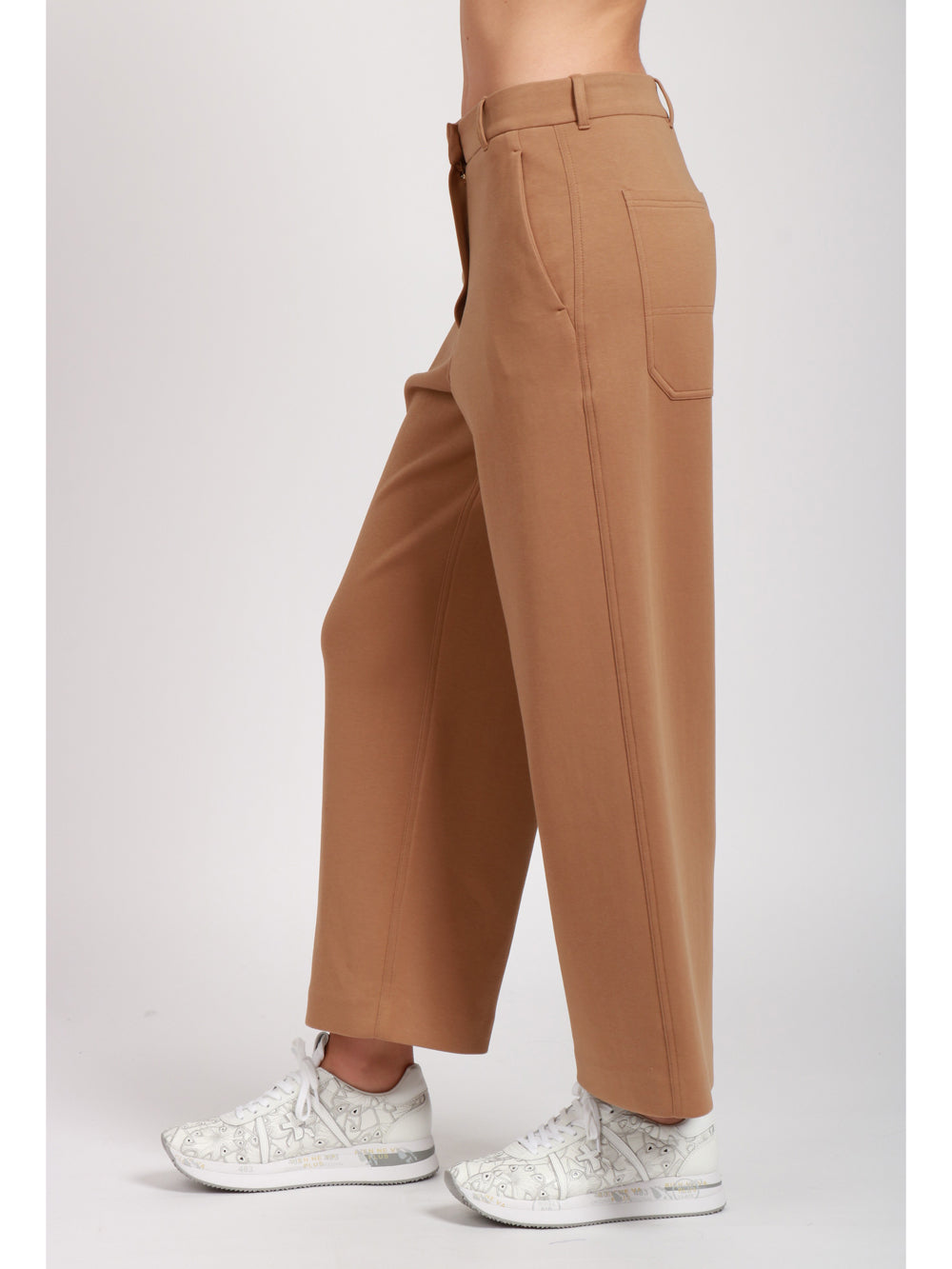 S MAXMARA Pantaloni in Jersey Scuba Camel Tabacco