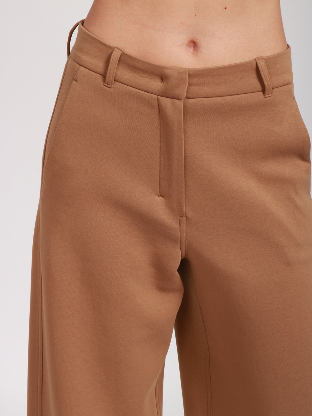 S MAXMARA Pantaloni in Jersey Scuba Camel Tabacco