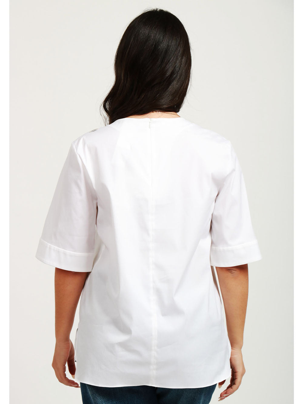 S MAXMARA Blusa Dora in Misto Cotone Bianca con Applicazioni Bianco/nero