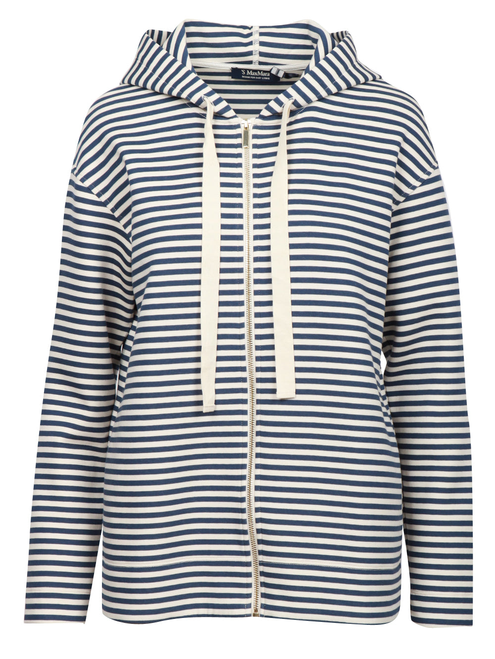S MAXMARA Felpa in Cotone Blu e Panna a Righe Panna/blu