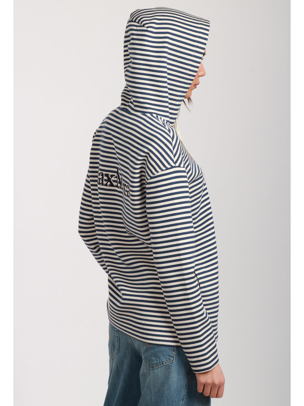 S MAXMARA Felpa in Cotone Blu e Panna a Righe Panna/blu