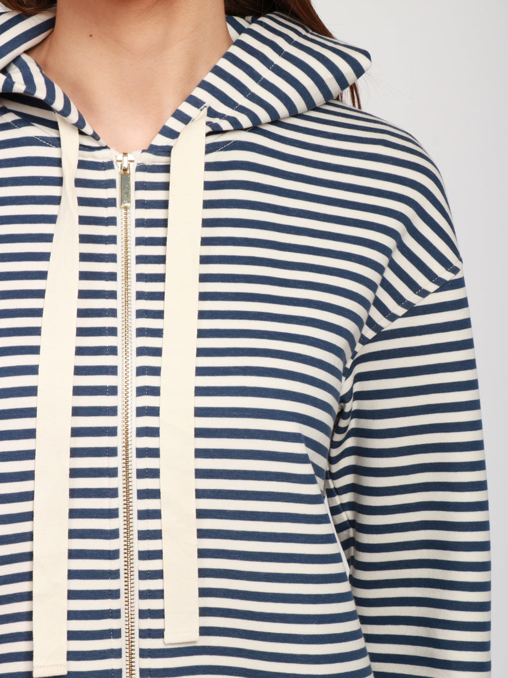 S MAXMARA Felpa in Cotone Blu e Panna a Righe Panna/blu