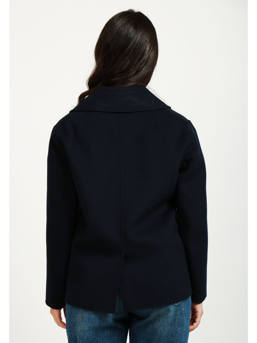 S MAXMARA Caban Margot Doppiopetto in Lana Vergine Blu Notte Blu