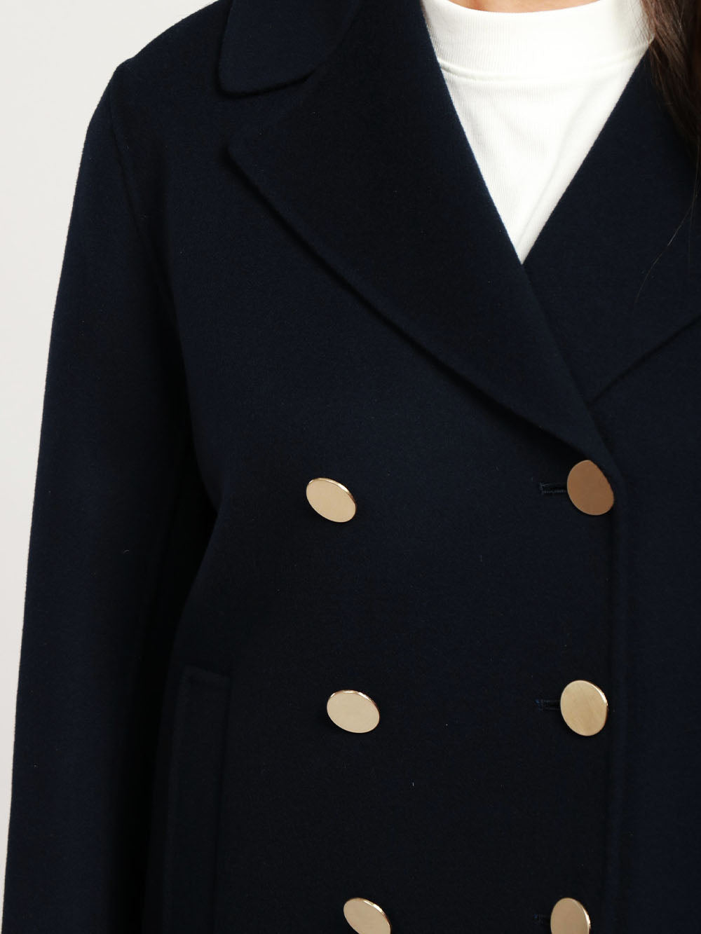 S MAXMARA Caban Margot Doppiopetto in Lana Vergine Blu Notte Blu