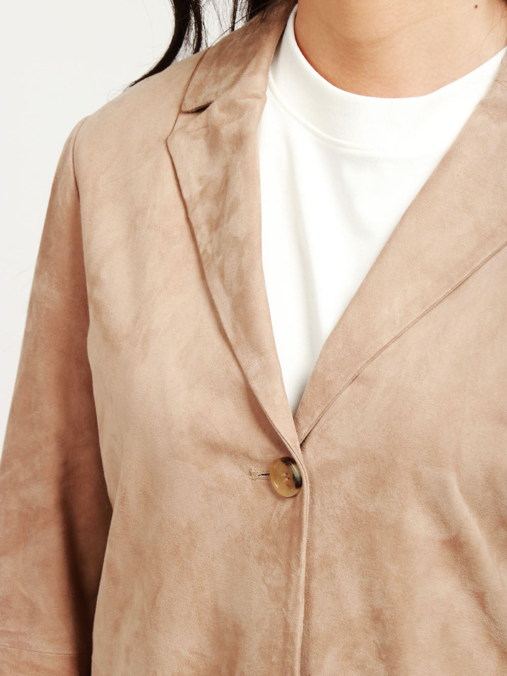 S MAXMARA Primula Single Breasted Suede Jacket Dove Grey