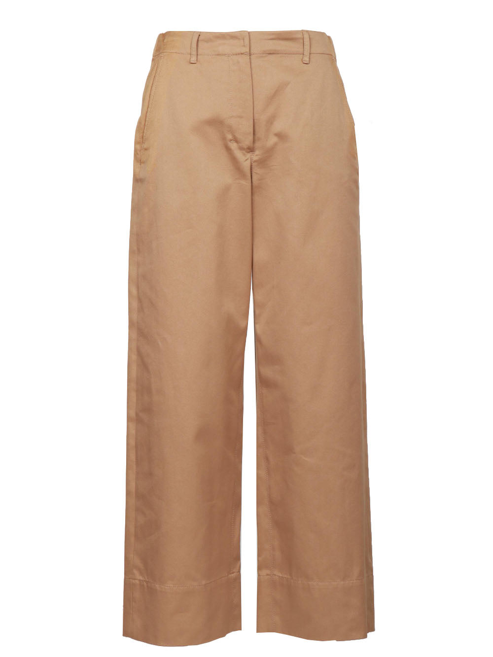 S MAXMARA Pantaloni Unico in Gabardina di Cotone Cammello Camel