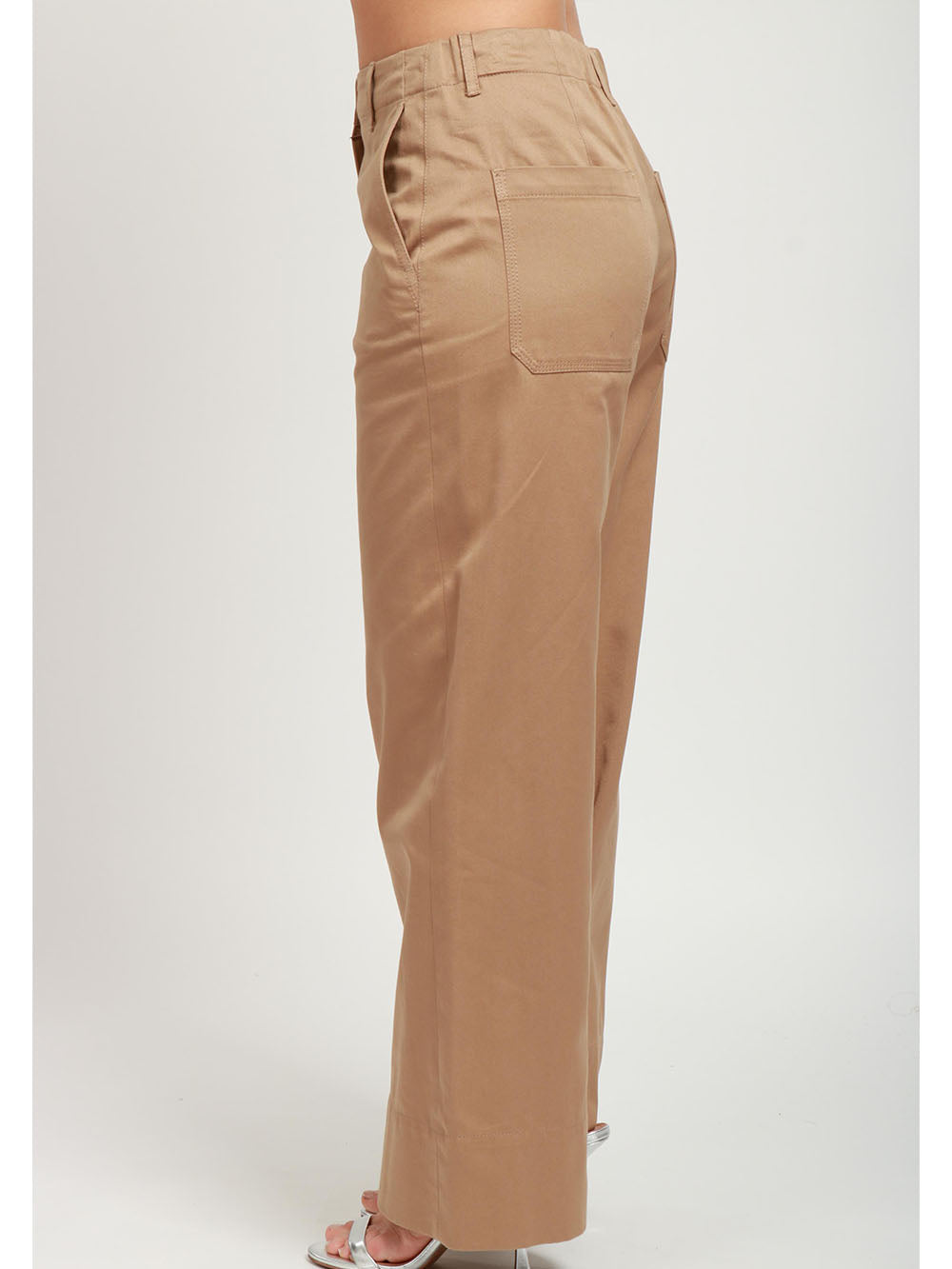 S MAXMARA Pantaloni Unico in Gabardina di Cotone Cammello Camel