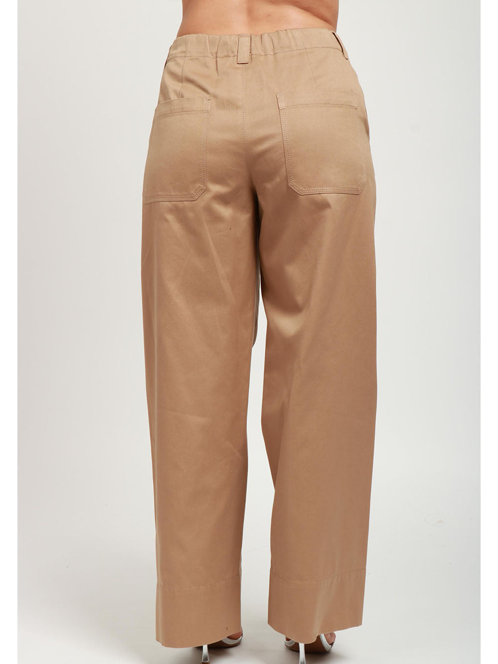 S MAXMARA Pantaloni Unico in Gabardina di Cotone Cammello Camel