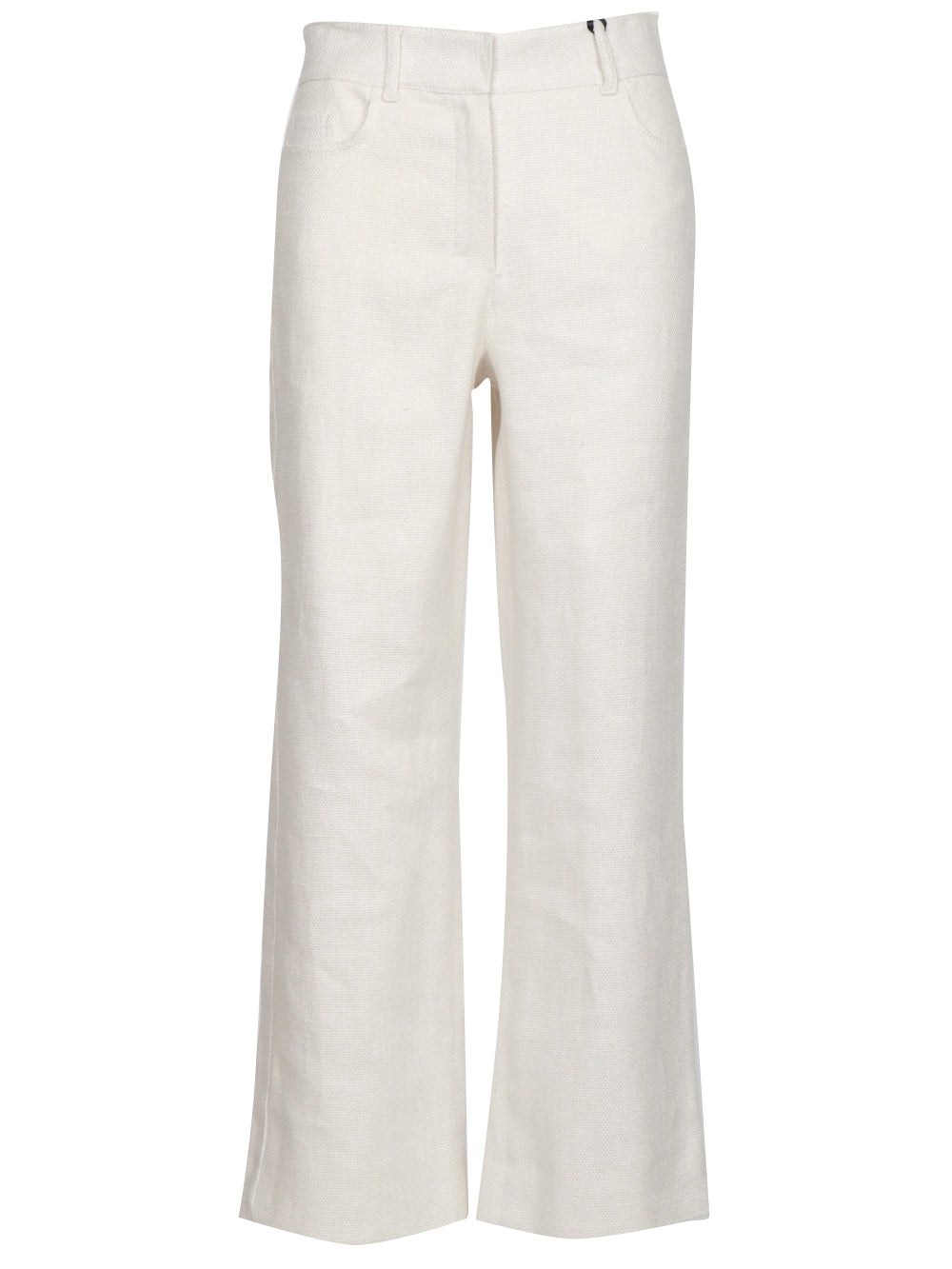 S MAXMARA Pantaloni in Lino Bianco Sporco Bianco sporco