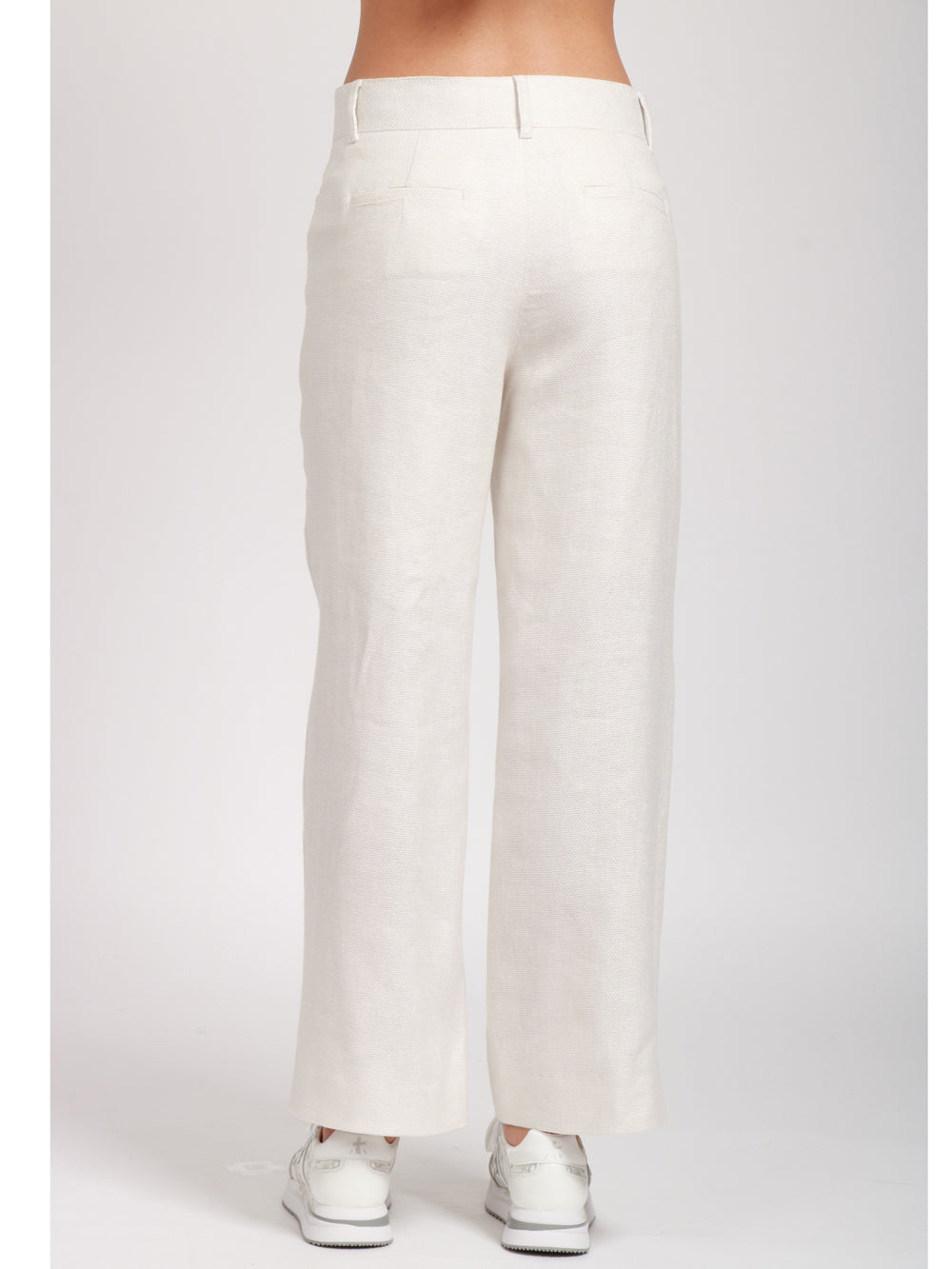 S MAXMARA Pantaloni in Lino Bianco Sporco Bianco sporco
