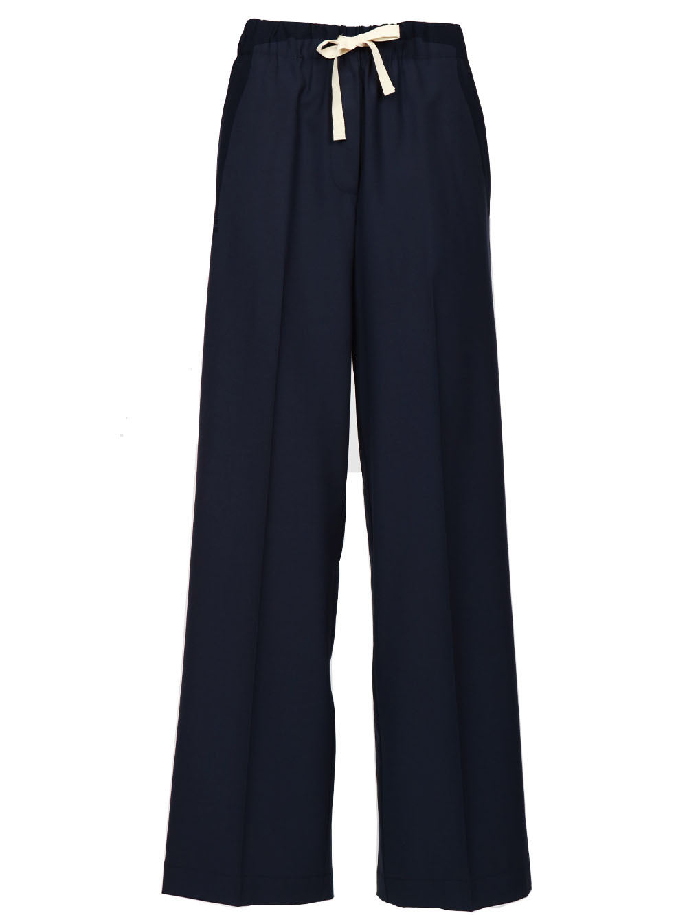 SEMICOUTURE Pantaloni Alix Taglio Uomo in Fresco di Lana Blu Notte Blu notte