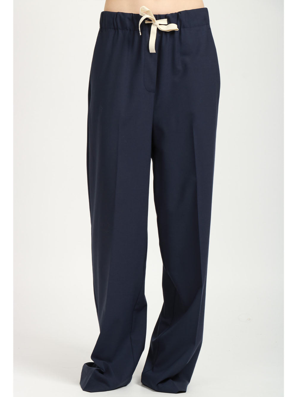 SEMICOUTURE Pantaloni Alix Taglio Uomo in Fresco di Lana Blu Notte Blu notte