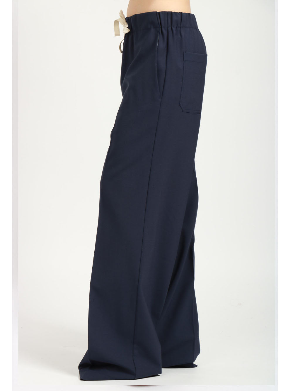 SEMICOUTURE Pantaloni Alix Taglio Uomo in Fresco di Lana Blu Notte Blu notte