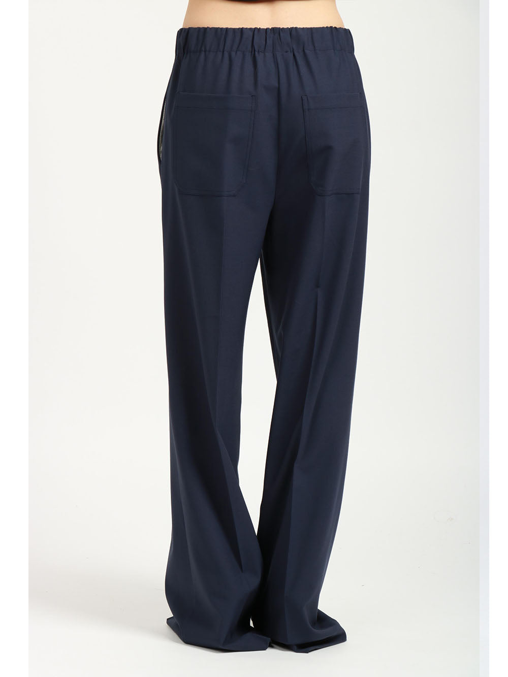 SEMICOUTURE Pantaloni Alix Taglio Uomo in Fresco di Lana Blu Notte Blu notte