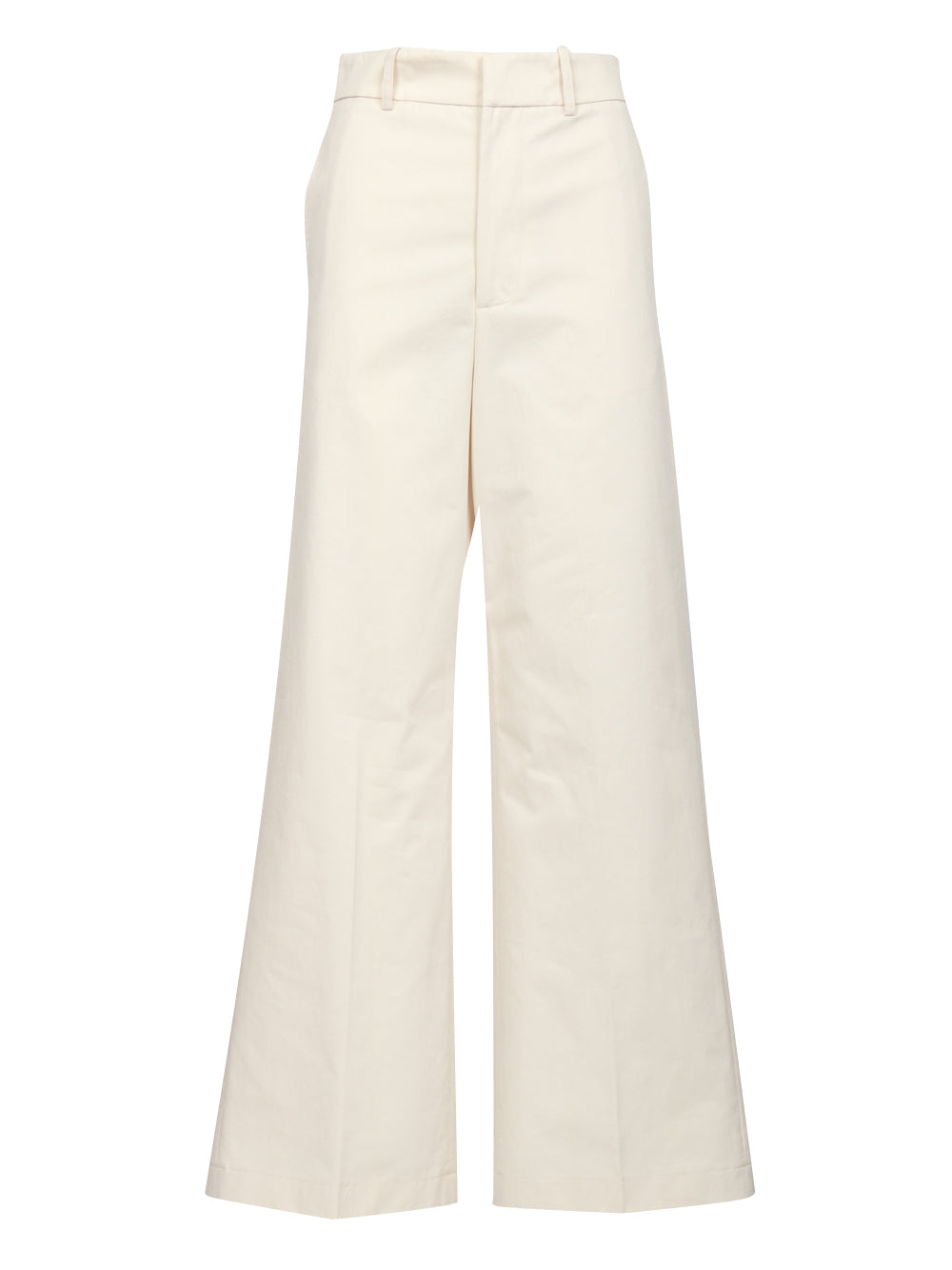 SEMICOUTURE Pantaloni Alizee in Gabardina di Cotone Avorio Avorio