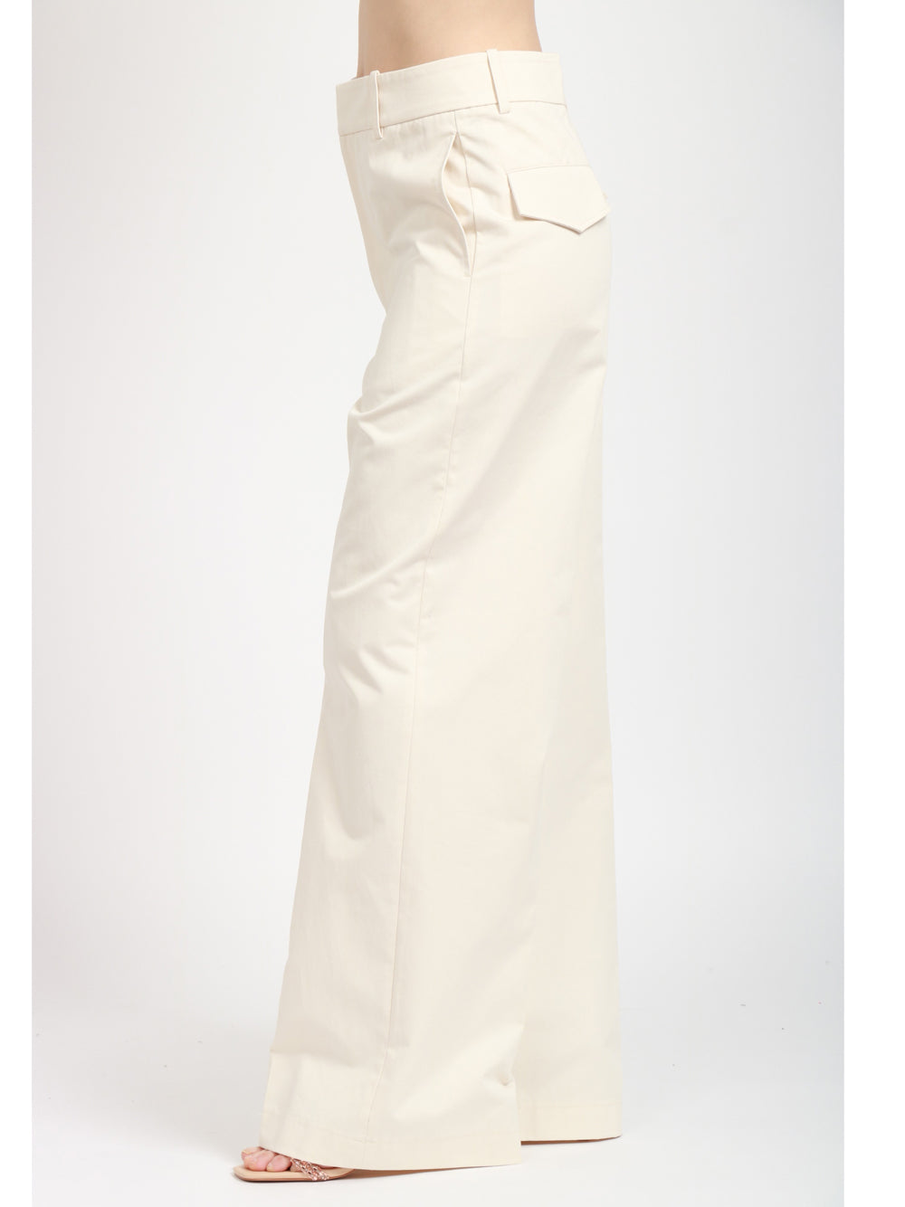 SEMICOUTURE Pantaloni Alizee in Gabardina di Cotone Avorio Avorio