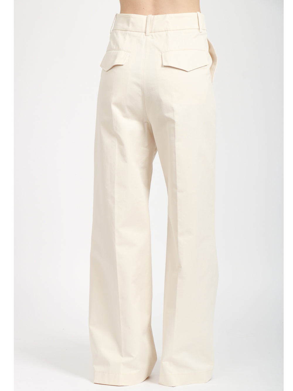 SEMICOUTURE Pantaloni Alizee in Gabardina di Cotone Avorio Avorio