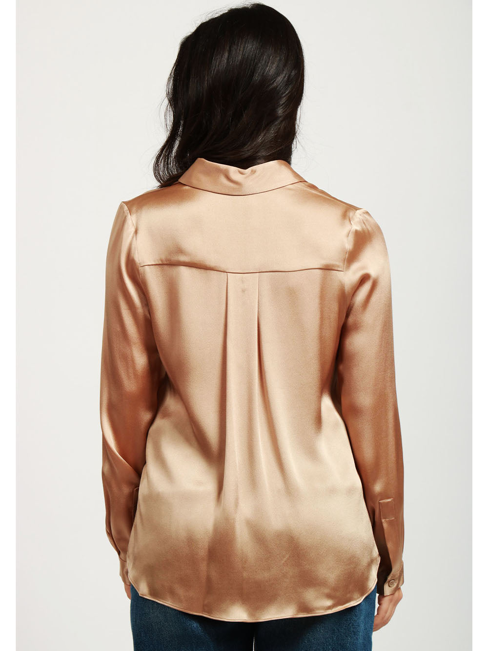 SEMICOUTURE Camicia Ava in Satin Misto Seta Champagne Champagne