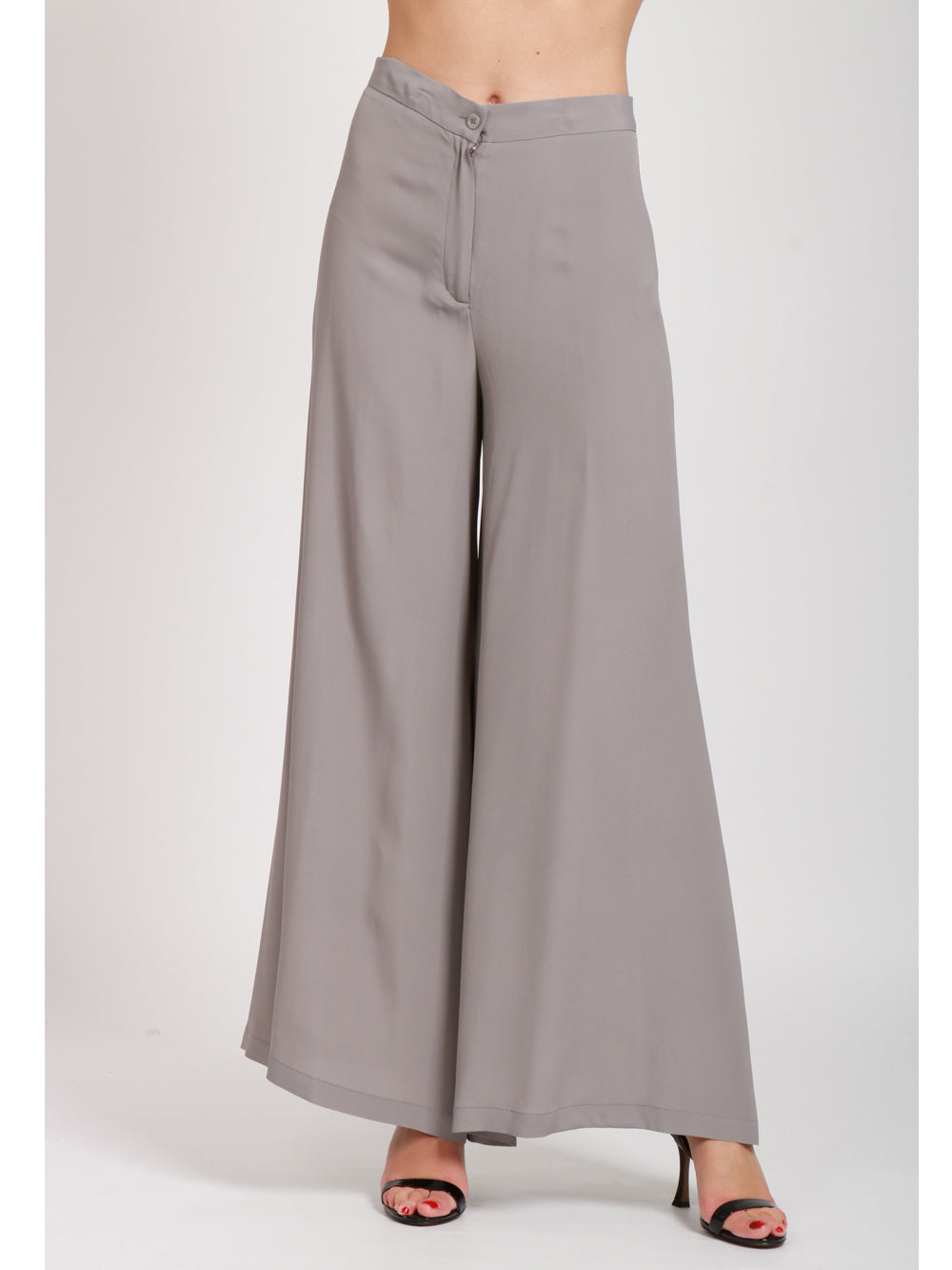 SEMICOUTURE PANTALONI AVRIL PALAZZO IN CREPE GRIGI Grigio