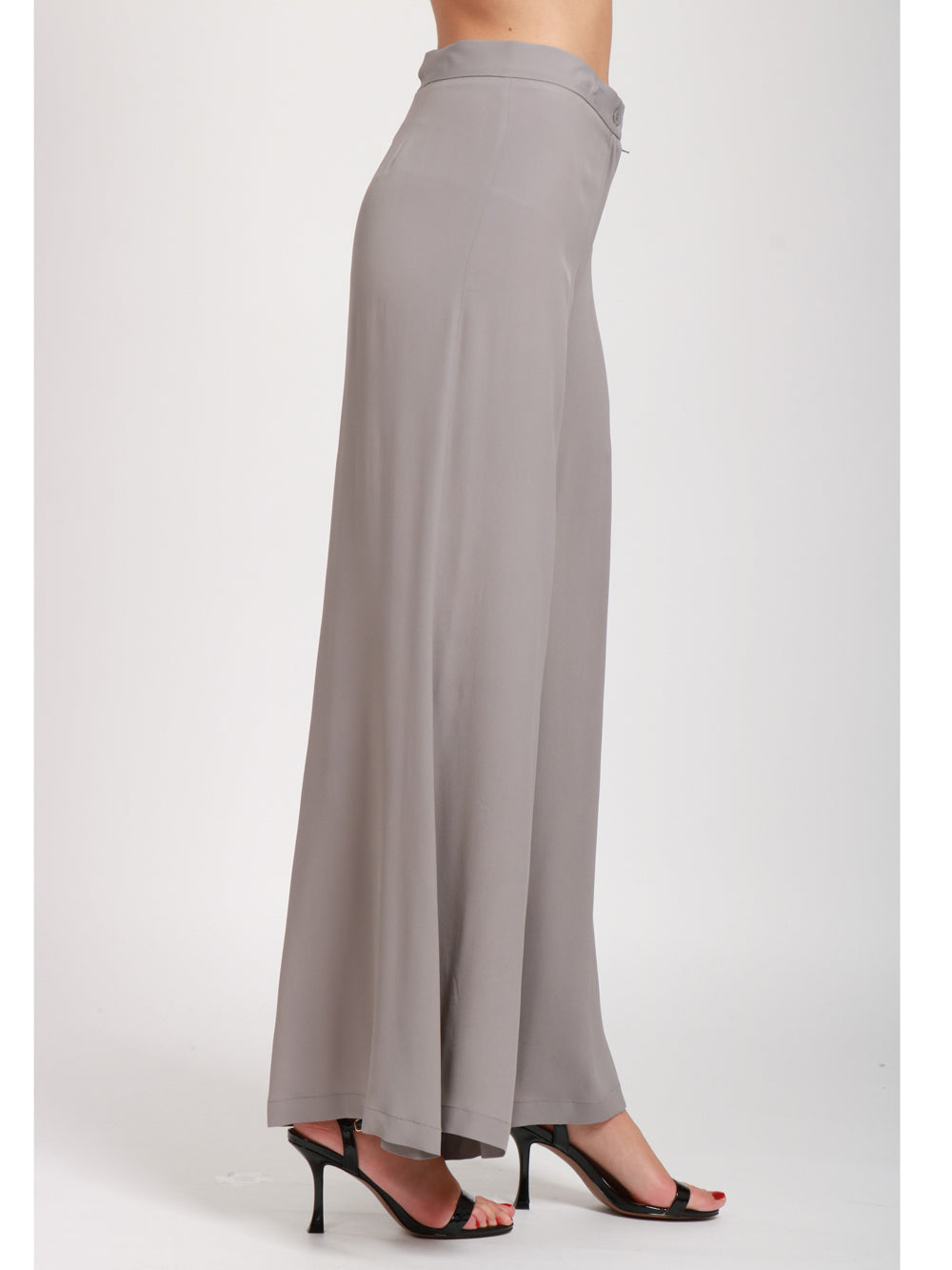 SEMICOUTURE PANTALONI AVRIL PALAZZO IN CREPE GRIGI Grigio