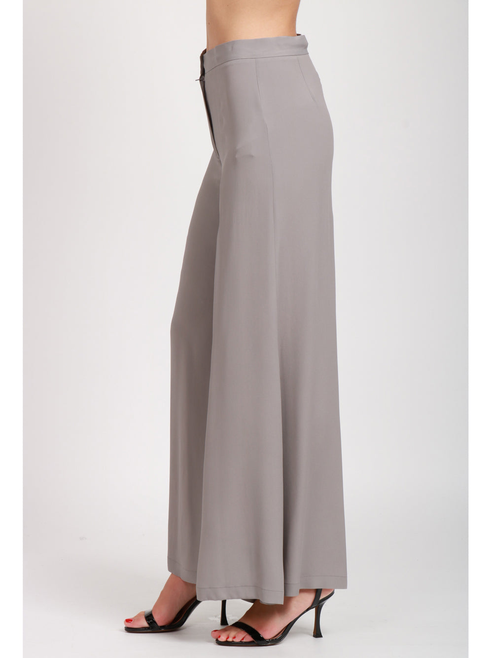 SEMICOUTURE PANTALONI AVRIL PALAZZO IN CREPE GRIGI Grigio