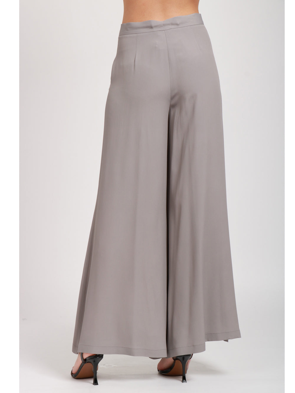 SEMICOUTURE PANTALONI AVRIL PALAZZO IN CREPE GRIGI Grigio