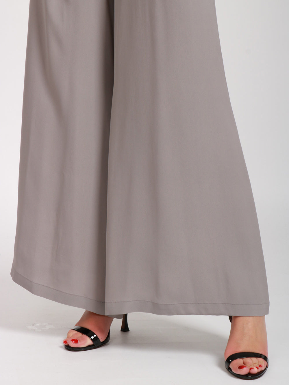 SEMICOUTURE PANTALONI AVRIL PALAZZO IN CREPE GRIGI Grigio