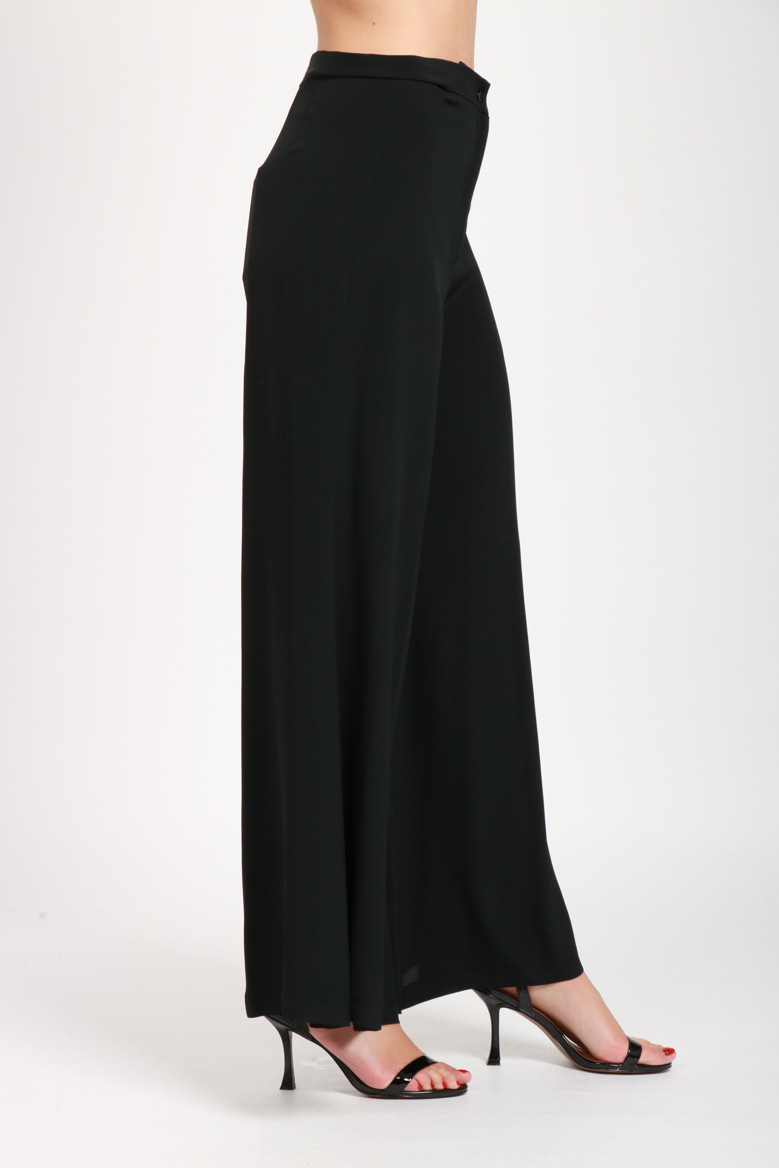 SEMICOUTURE PANTALONI AVRIL PALAZZO IN CREPE NERI Nero