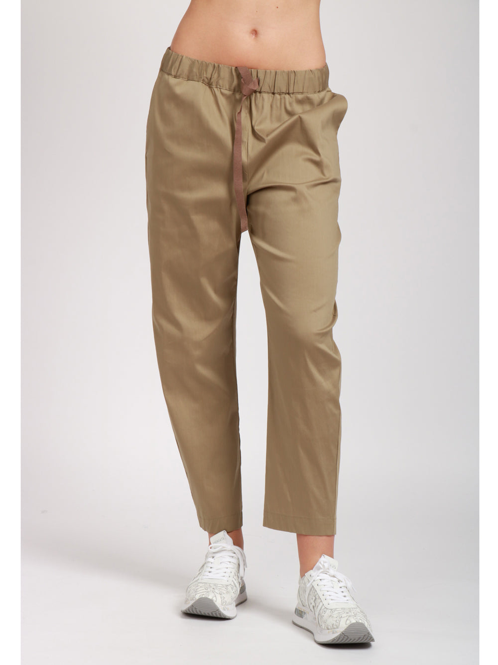 SEMICOUTURE PANTALONI BUDDY IN COTONE KAKI Kaki