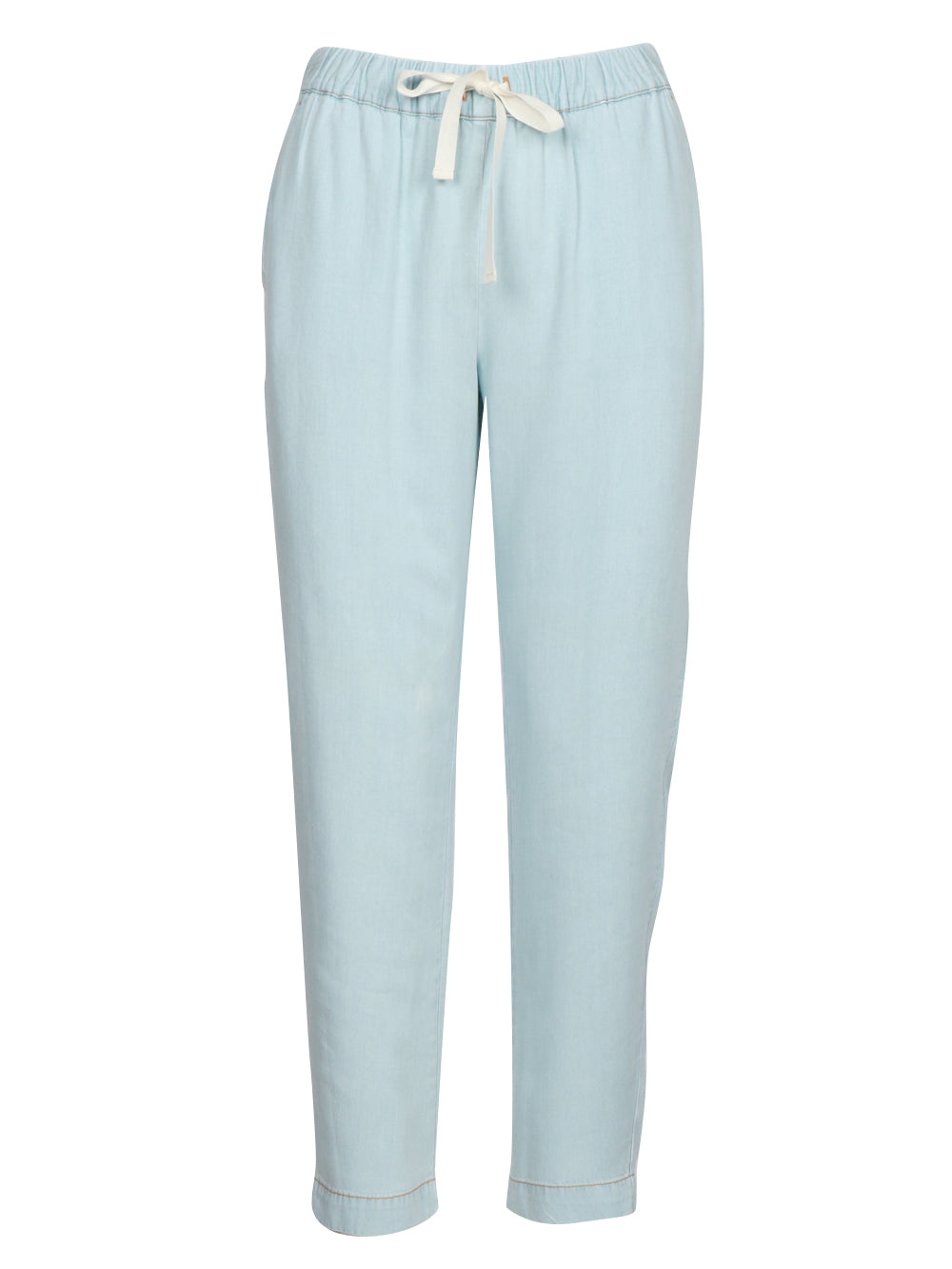 SEMICOUTURE PANTALONI BUDDY IN CHAMBRAY CELESTI Cielo