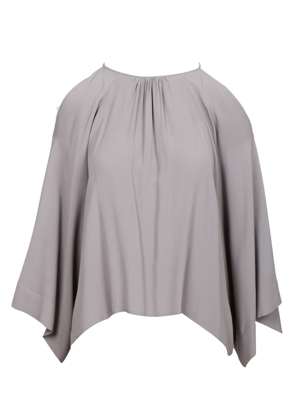 SEMICOUTURE BLUSA CAMILLA IN CREPE GRIGIA CON APERTURA SU SPALLE Grigio