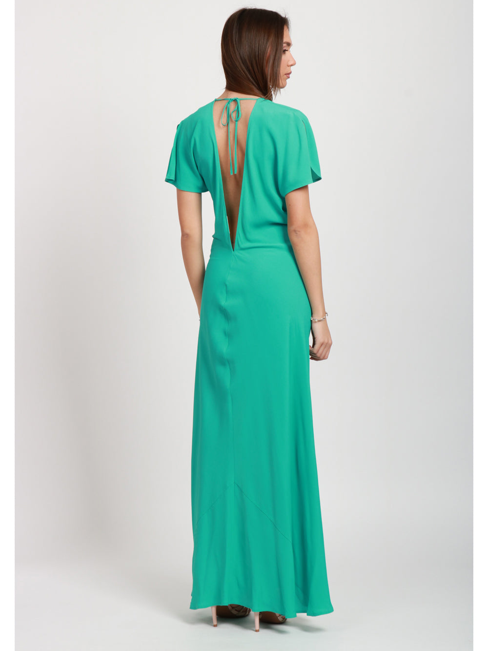 SEMICOUTURE VESTITO CATALINA LUNGO IN CREPE TURCHESE Turchese