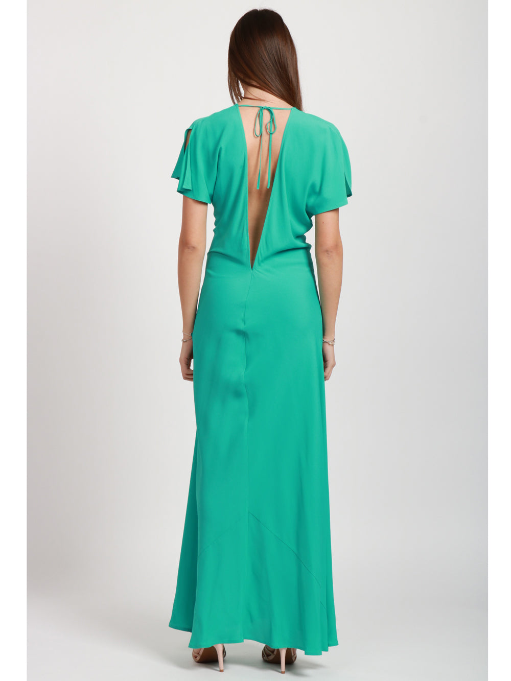 SEMICOUTURE VESTITO CATALINA LUNGO IN CREPE TURCHESE Turchese