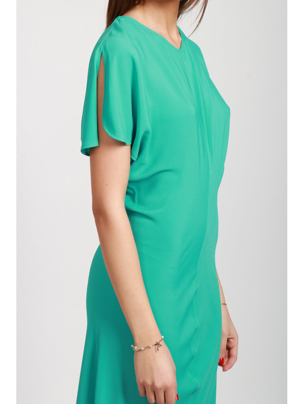 SEMICOUTURE VESTITO CATALINA LUNGO IN CREPE TURCHESE Turchese
