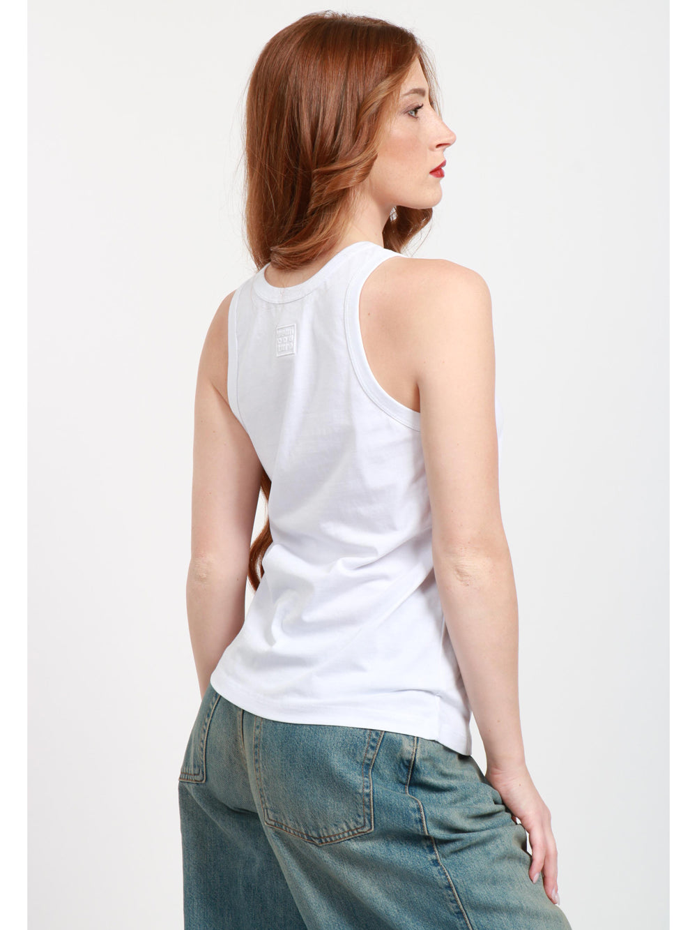 SEMICOUTURE Top Canotta Cathleen in Cotone Bianca Bianco