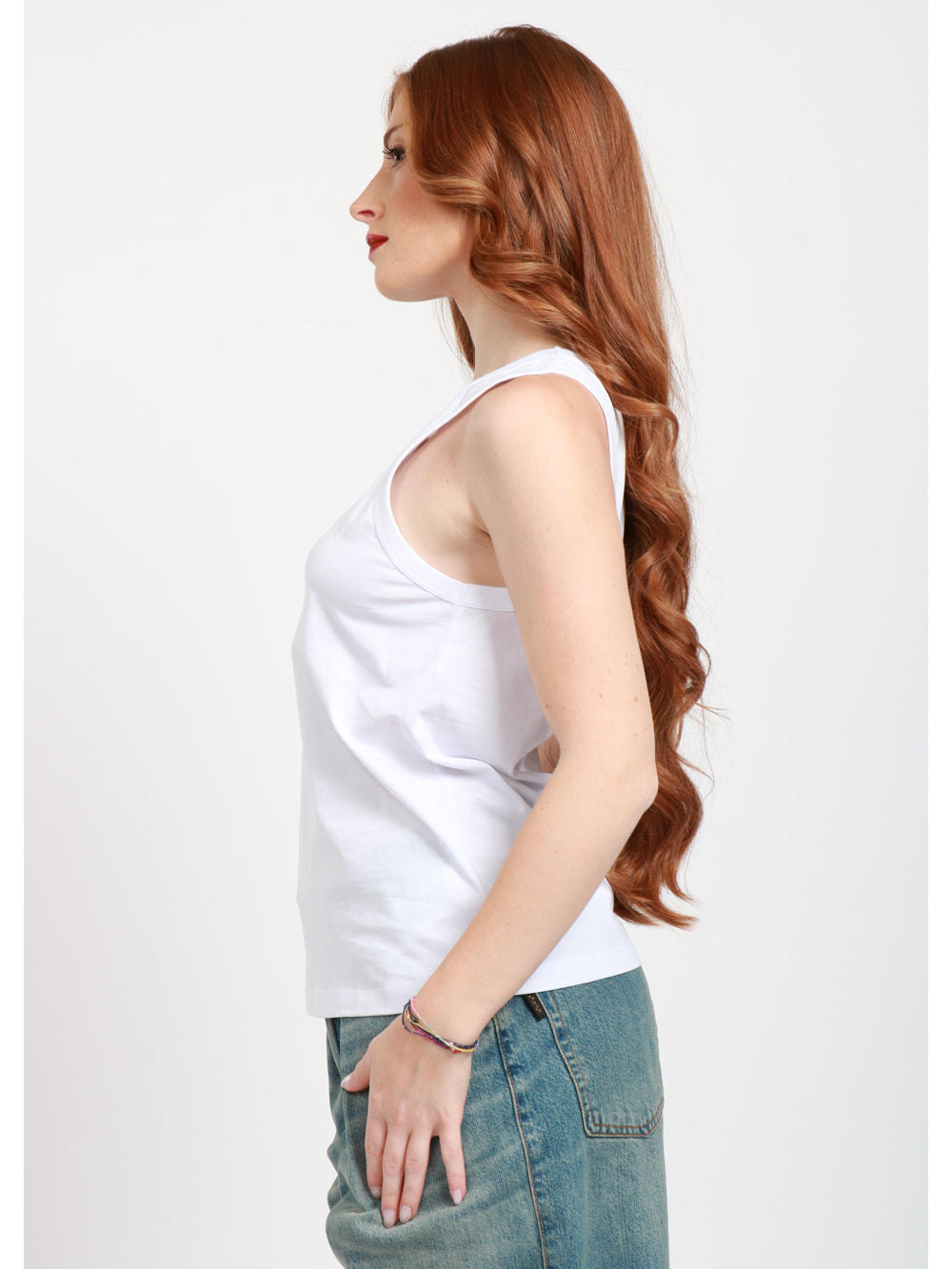 SEMICOUTURE Top Canotta Cathleen in Cotone Bianca Bianco