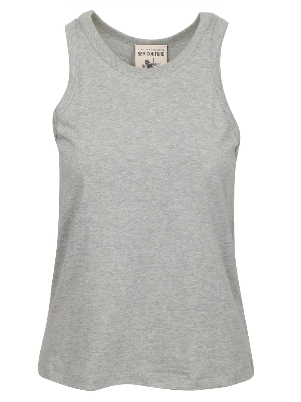 SEMICOUTURE Top Canotta Cathleen in Cotone Grigia Grigio