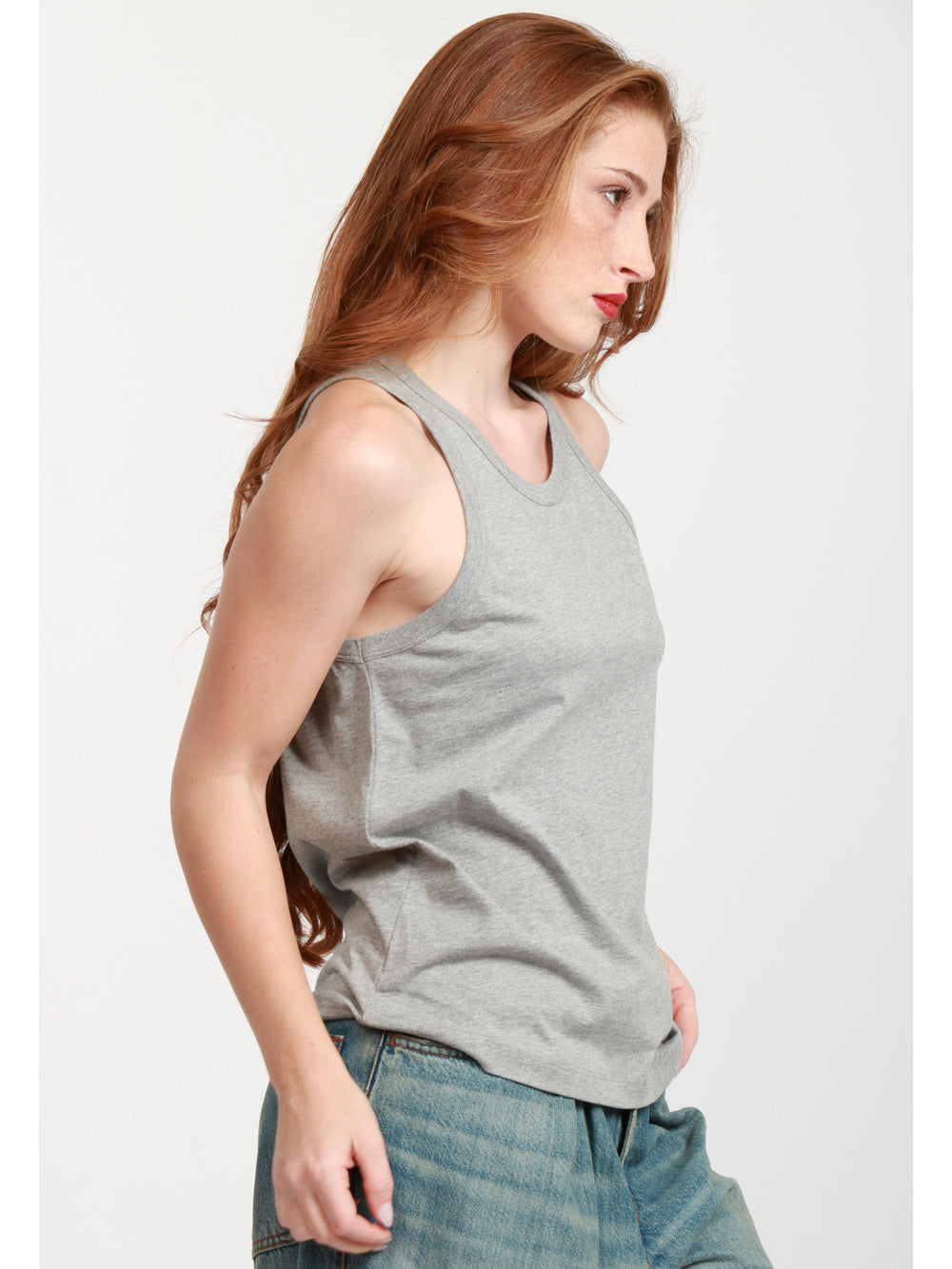 SEMICOUTURE Top Canotta Cathleen in Cotone Grigia Grigio