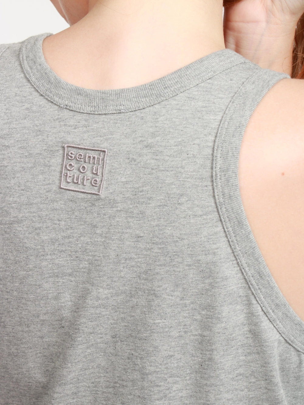 SEMICOUTURE Top Canotta Cathleen in Cotone Grigia Grigio