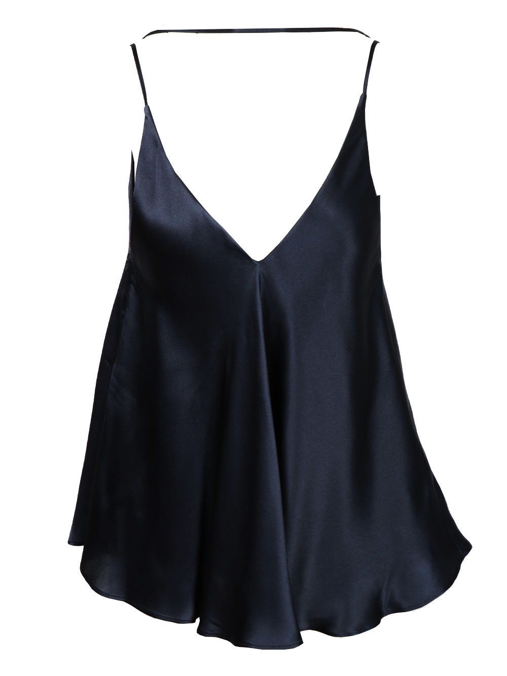 SEMICOUTURE Top Etienne in Satin Misto Seta Blu Notte Blu notte