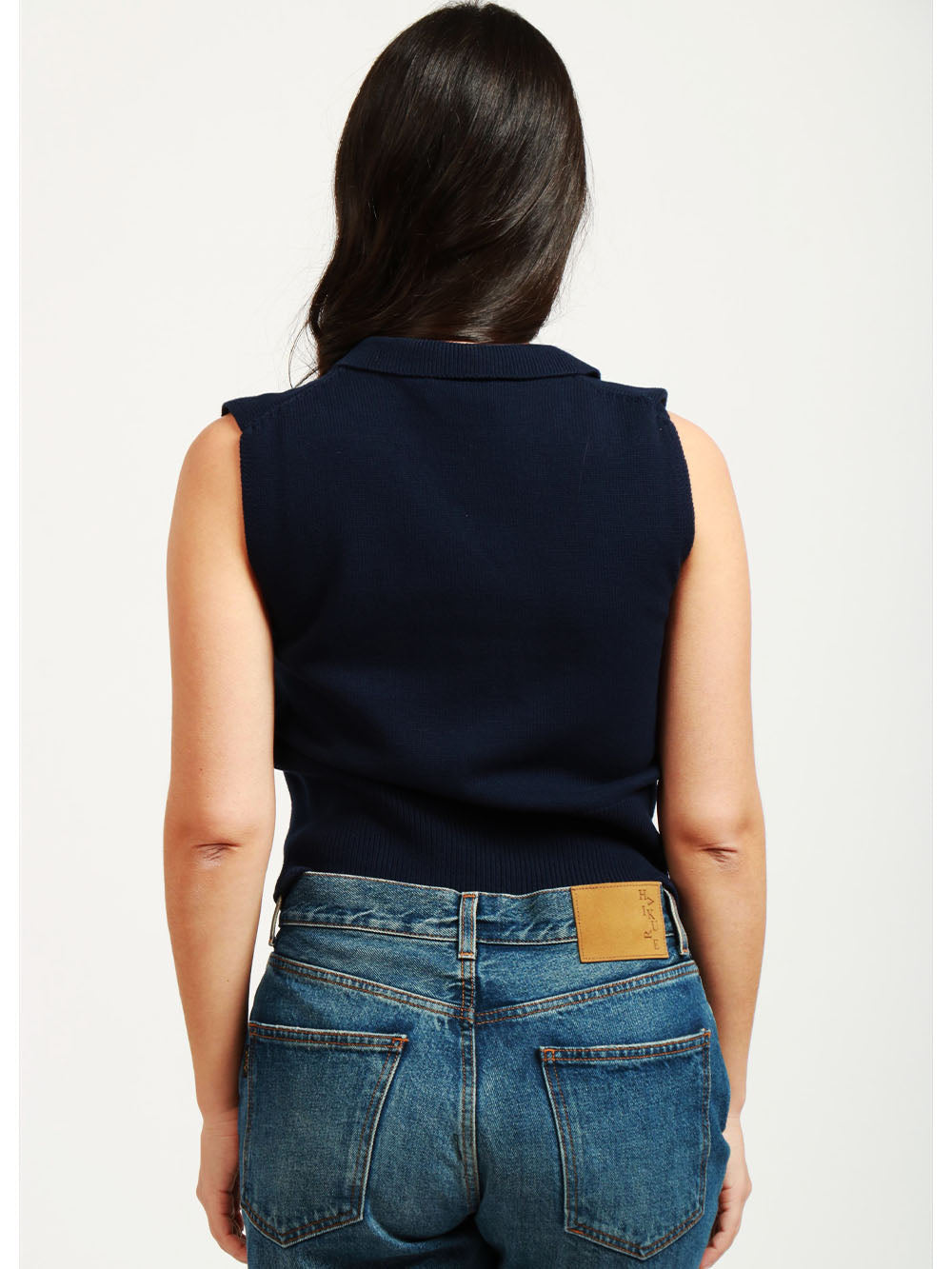 SEMICOUTURE Gilet Hester in Maglia di Cotone Blu Notte con Cristalli Blu notte