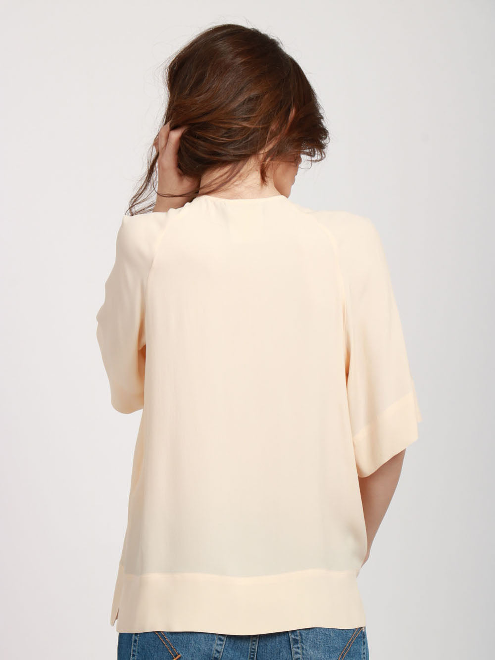 SEMICOUTURE Blusa Jana in crepe de chine panna Panna