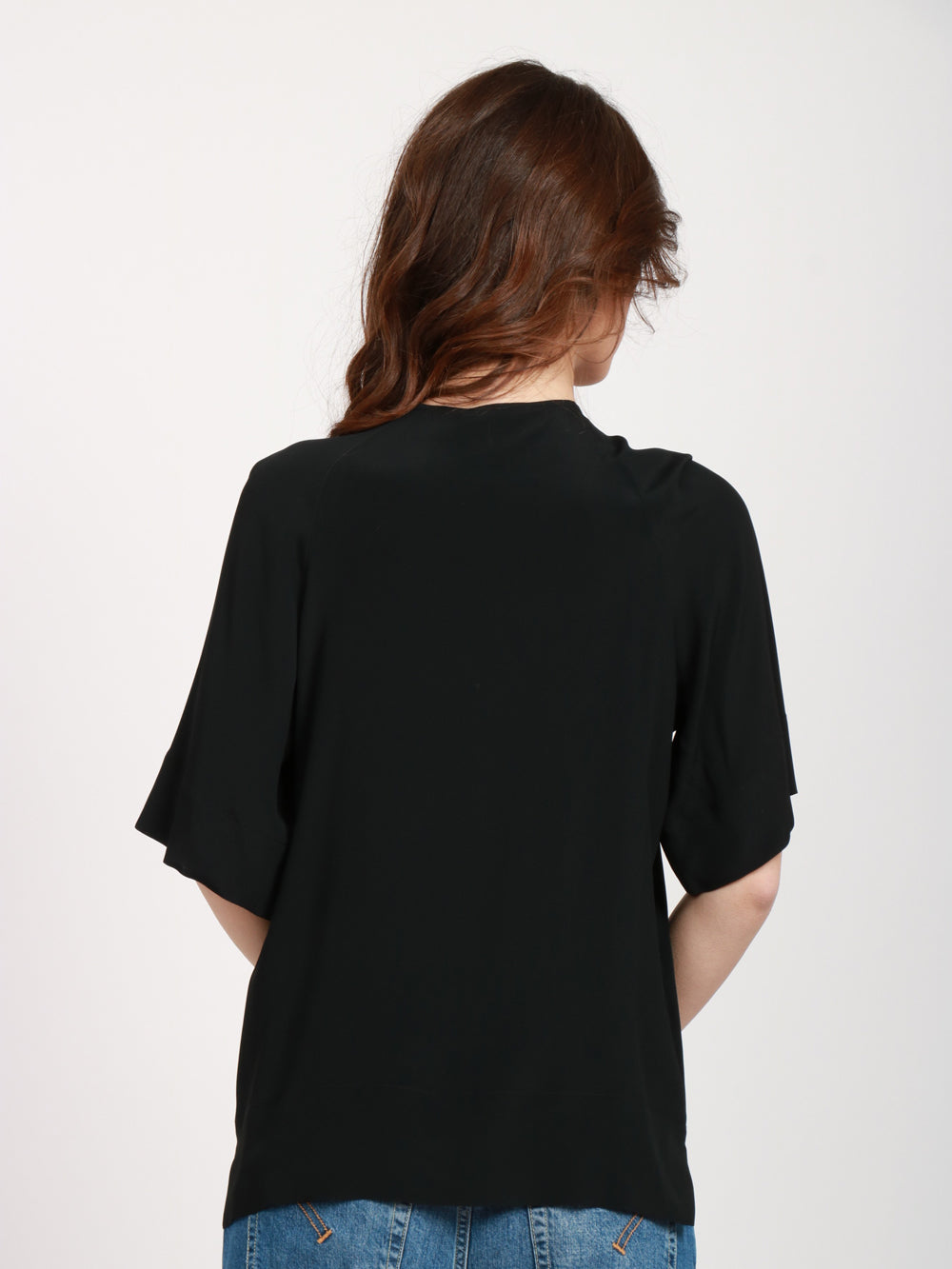 SEMICOUTURE Blusa Jana in crepe de chine nera Nero