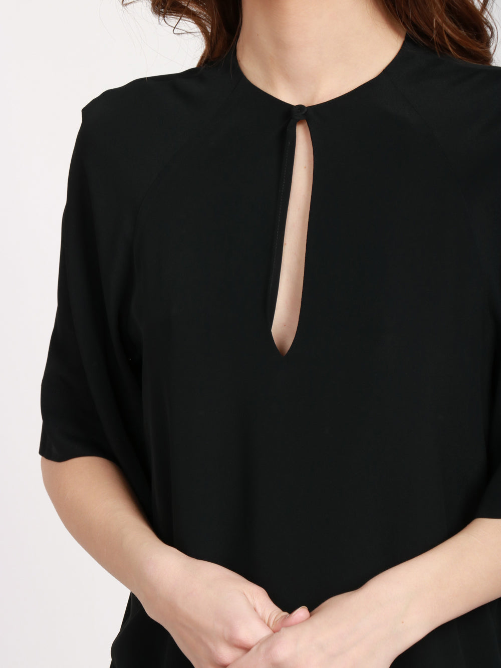 SEMICOUTURE Blusa Jana in crepe de chine nera Nero