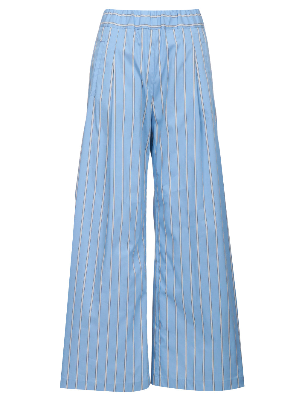 SEMICOUTURE Pantaloni Jhonny gamba larga Celeste e Bianco Indaco/bianco