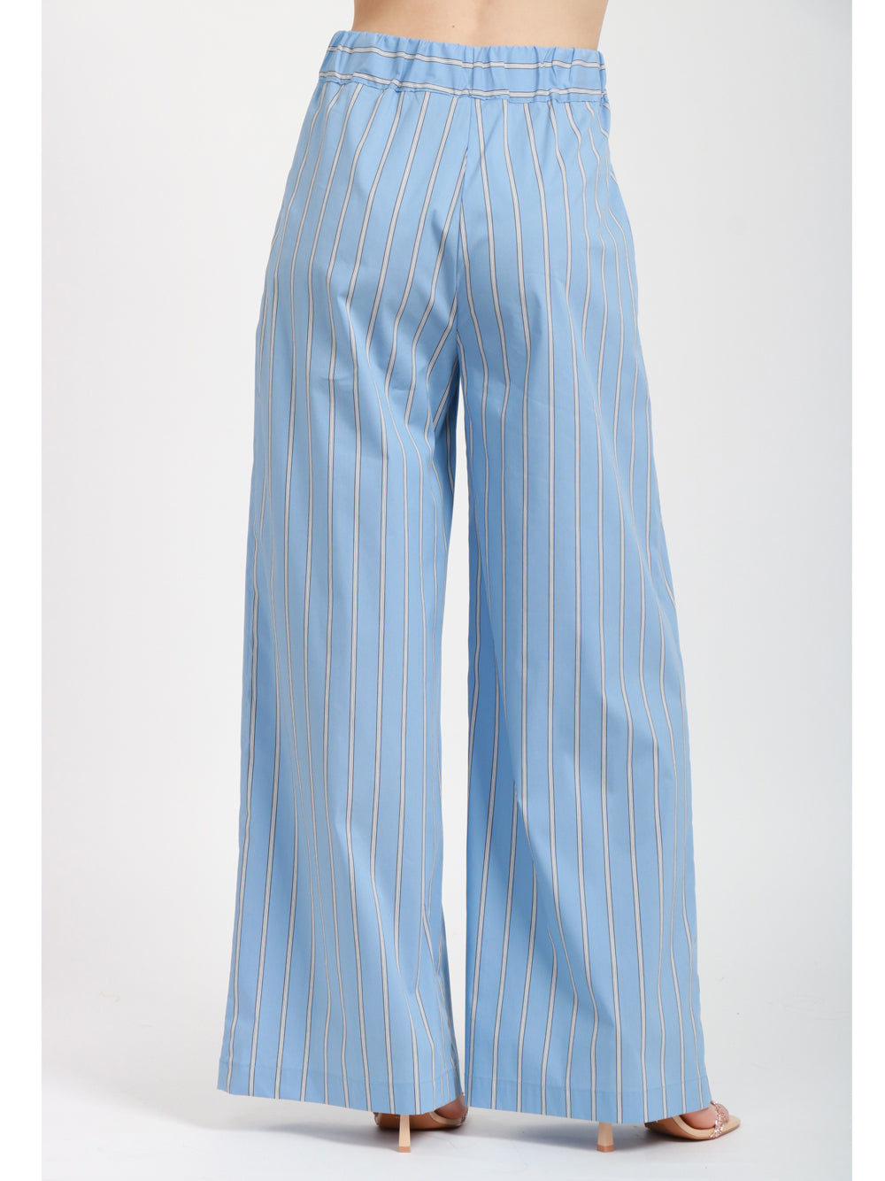 SEMICOUTURE Pantaloni Jhonny gamba larga Celeste e Bianco Indaco/bianco