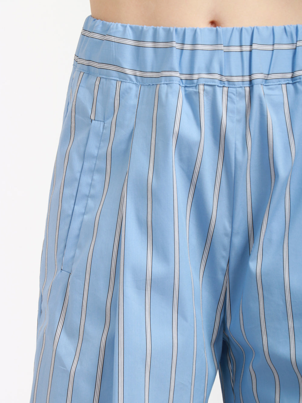 SEMICOUTURE Pantaloni Jhonny gamba larga Celeste e Bianco Indaco/bianco